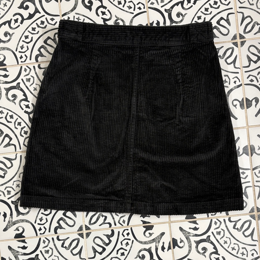 Madewell Black Corduroy Mini Skirt with Buttons - Picture 2 of 3